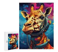 500 PCS Jigsaw Giraffe Astronaut Space Suit-1 Jigsaws for Adults Puzzle But Fun And Humorous Challenging To Complete Unique Birthday And Xmas Gifts 500 PCS