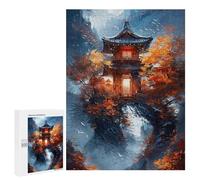 500 PCS Jigsaw Japanese Pagoda in Autumn Forest Jigsaw Puzzles for Adults Family Activities Help The Brain Exercise Deal As Gifts for The Whole Family 500 PCS