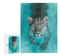 500 PCS Jigsaw Leopard Swimming in Water-3 Jigsaw Puzzles for Adults Family Activities Help The Brain Exercise Deal As Gifts for The Whole Family 500 PCS