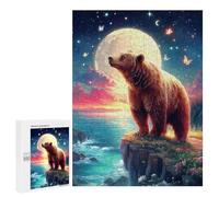 500 PCS Jigsaw Magical Bear Sunset Scene Jigsaw Puzzles for Adults Family Activities Help The Brain Exercise Deal As Gifts for The Whole Family 500 PCS