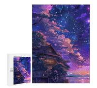 500 PCS Jigsaw Magical Night Sky with Traditional House Jigsaws for Adults Puzzle But Fun And Humorous Challenging To Complete Unique Birthday And Xmas Gifts 500 PCS