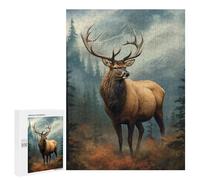500 PCS Jigsaw Majestic Elk in Forest Jigsaws for Adults Puzzle But Fun And Humorous Challenging To Complete Unique Birthday And Xmas Gifts 500 PCS