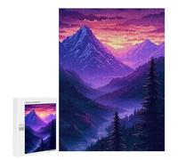 500 PCS Jigsaw Mountain Valley Sunset Landscape Adult Jigsaw Puzzles For Family Fun Parent-child Interaction Gifts for Friends And Family 500 PCS