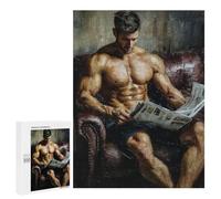 500 PCS Jigsaw Muscular Man Reading Newspaper -1 Jigsaws for Adults Puzzle But Fun And Humorous Challenging To Complete Unique Birthday And Xmas Gifts 500 PCS