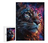 500 PCS Jigsaw Neon Leopard Portrait-1 Jigsaws for Adults Puzzle Stress Reliever Parent-child Interaction Unique Birthday And Xmas Gifts 500 PCS