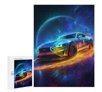 500 PCS Jigsaw Neon Racing Mustang Cosmic Speed Jigsaws for Adults Puzzle But Fun And Humorous Challenging To Complete Unique Birthday And Xmas Gifts 500 PCS