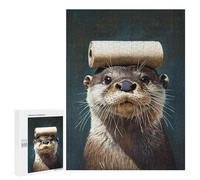 500 PCS Jigsaw Otter Balancing Toilet Paper Roll Jigsaws for Adults Puzzle Stress Reliever Parent-child Interaction Unique Birthday And Xmas Gifts 500 PCS