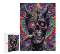 500 PCS Jigsaw Psychedelic Demon Smoking Art Print Jigsaws for Adults Puzzle Stress Reliever Parent-child Interaction Unique Birthday And Xmas Gifts 500 PCS