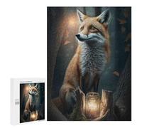 500 PCS Jigsaw Puzzle Enchanted Forest Fox Lantern Jigsaw for Teenagers Hand Speed Race Wishlist with Santa Claus Toys Educational Games 500 PCS