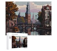 500 PCS Jigsaw Puzzle for Adults Amsterdam City Pixel Art Puzzles for Adults Brain Teaser Game Improve Memory Birthday And Unique Gifts 500 PCS