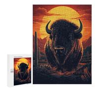 500 PCS Jigsaw Puzzle for Adults Bison in Desert Sunset Adult Jigsaw Puzzle Brain Teaser Game Stress Reliever Unique Gifts for Birthday And Christmas 500 PCS
