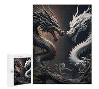 500 PCS Jigsaw Puzzle for Adults Black And White Dragons Confrontation Puzzle for Adults Fun Games Staycation Kill Time Birthday And Unique Gifts 500 PCS