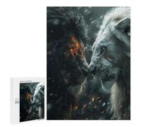 500 PCS Jigsaw Puzzle for Adults Black Lion Vs White One Adult Jigsaw Puzzle Brain Teaser Game Stress Reliever Unique Gifts for Birthday And Christmas 500 PCS