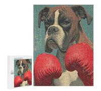 500 PCS Jigsaw Puzzle for Adults Boxer Dog with Boxing Gloves Adult Jigsaw Puzzle Brain Teaser Game Stress Reliever Unique Gifts for Birthday And Christmas 500 PCS