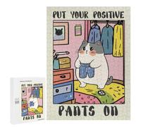 500 PCS Jigsaw Puzzle for Adults, Cute Cat Putting On Pants Artwork, A Relaxing Challenge for Adult Puzzle Enthusiasts, at Home
