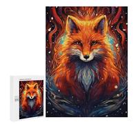 500 PCS Jigsaw Puzzle for Adults Flame Fox Portrait Puzzle for Adults Fun Games Staycation Kill Time Birthday And Unique Gifts 500 PCS