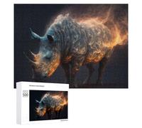 500 PCS Jigsaw Puzzle for Adults Flaming Rhino A Digital Artwork Puzzle for Adults Fun Games Staycation Kill Time Birthday And Unique Gifts 500 PCS