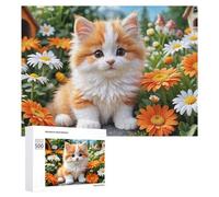 500 PCS Jigsaw Puzzle for Adults Fluffy Kitten Garden Puzzle for Adults Fun Games Staycation Kill Time Birthday And Unique Gifts 500 PCS