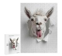 500 PCS Jigsaw Puzzle for Adults, Funny Alpaca Bursting Through Paper Artwork, A Relaxing Challenge for Adult Puzzle Enthusiasts, at Home