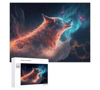 500 PCS Jigsaw Puzzle for Adults Galactic Wolf in Nebula Clouds -1 Puzzle for Adults Fun Games Staycation Kill Time Birthday And Unique Gifts 500 PCS