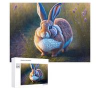 500 PCS Jigsaw Puzzle for Adults Giant Bunny Rabbit in Field Puzzle for Adults Fun Games Staycation Kill Time Birthday And Unique Gifts 500 PCS