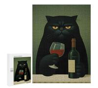 500 PCS Jigsaw Puzzle for Adults, Grumpy Cat with Wine Artwork, A Relaxing Challenge for Adult Puzzle Enthusiasts, for Cosy Nights