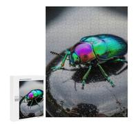500 PCS Jigsaw Puzzle for Adults, Iridescent Beetle on Black Stone Artwork, Classic Jigsaw Entertainment for The Home, for Indoor Play