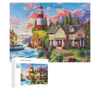 500 PCS Jigsaw Puzzle for Adults Lighthouse Coastal Serenity Puzzle for Adults Fun Games Staycation Kill Time Birthday And Unique Gifts 500 PCS