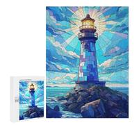 500 PCS Jigsaw Puzzle for Adults Lighthouse Stained Glass Jigsaws for Adults Anti-Stress Toys A Work of Art Unique Gifts for Birthday And Christmas 500 PCS