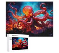 500 PCS Jigsaw Puzzle for Adults Magical Octopus in Flames Puzzle for Adults Fun Games Staycation Kill Time Birthday And Unique Gifts 500 PCS