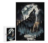 500 PCS Jigsaw Puzzle for Adults Moonlit Howl Wolf Adult Jigsaw Puzzle Brain Teaser Game Stress Reliever Unique Gifts for Birthday And Christmas 500 PCS
