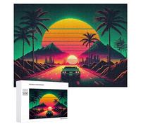 500 PCS Jigsaw Puzzle for Adults Neon Desert Drive Sunset Puzzle for Adults Fun Games Staycation Kill Time Birthday And Unique Gifts 500 PCS