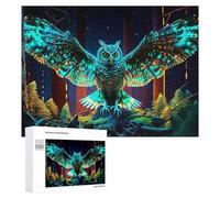 500 PCS Jigsaw Puzzle for Adults Neon Forest Owl Majesty -1 Puzzle for Adults Fun Games Staycation Kill Time Birthday And Unique Gifts 500 PCS