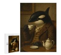 500 PCS Jigsaw Puzzle for Adults Orca Gentleman Drinking Tea Adult Jigsaw Puzzle Brain Teaser Game Stress Reliever Unique Gifts for Birthday And Christmas 500 PCS