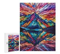 500 PCS Jigsaw Puzzle for Adults Stained Glass Mountain Reflection Puzzle for Adults Fun Games Staycation Kill Time Birthday And Unique Gifts 500 PCS