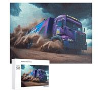 500 PCS Jigsaw Puzzle for Adults Thundering Purple Truck Storms Through Desert Puzzle for Adults Fun Games Staycation Kill Time Birthday And Unique Gifts 500 PCS