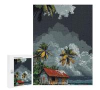 500 PCS Jigsaw Puzzle for Adults Tropical Island Hut with Stormy Sky Adult Jigsaw Puzzle Brain Teaser Game Stress Reliever Unique Gifts for Birthday And Christmas 500 PCS