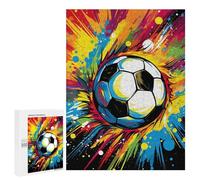 500 PCS Jigsaw Puzzle for Adults Vibrant Soccer Ball Artwork -1 Puzzle for Adults Fun Games Staycation Kill Time Birthday And Unique Gifts 500 PCS