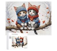 500 PCS Jigsaw Puzzle for Adults Winter Cats in Cozy Hats Puzzle for Adults Fun Games Staycation Kill Time Birthday And Unique Gifts 500 PCS