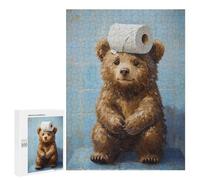 500 PCS Jigsaw Puzzle for Teenagers Bear with Toilet Paper on Head-1 Jigsaws for Adults Puzzle Difficult Challenge Fun Activities at Home Great Gift for Gaming 500 PCS