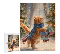 500 PCS Jigsaw Puzzle for Teenagers Christmas Cat Gifts Snowscape-2 Jigsaws for Adults Puzzle Difficult Challenge Fun Activities at Home Great Gift for Gaming 500 PCS