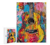 500 PCS Jigsaw Puzzle for Teenagers Colorful Abstract Guitar Art Jigsaw Puzzles for Adults Analysis And Logic Every Piece Is Unique - Brainteaser Family Games 500 PCS