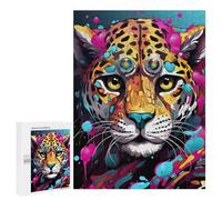 500 PCS Jigsaw Puzzle for Teenagers Colorful Leopard Art Print-7 Jigsaws for Adults Puzzle Difficult Challenge Fun Activities at Home Great Gift for Gaming 500 PCS