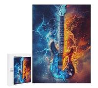 500 PCS Jigsaw Puzzle for Teenagers Electric Guitar with Fire And Ice Effect Jigsaws for Adults Puzzle Difficult Challenge Fun Activities at Home Great Gift for Gaming 500 PCS
