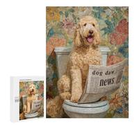 500 PCS Jigsaw Puzzle for Teenagers Fluffy Dog Reading Newspaper on Toilet Jigsaw Puzzles for Adults Analysis And Logic Every Piece Is Unique - Brainteaser Family Games 500 PCS