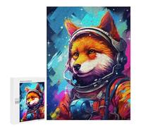 500 PCS Jigsaw Puzzle for Teenagers Fox Astronaut in Space Suit Jigsaw Puzzles for Adults Analysis And Logic Every Piece Is Unique - Brainteaser Family Games 500 PCS
