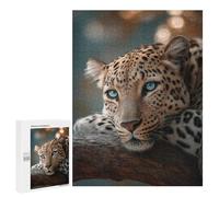 500 PCS Jigsaw Puzzle for Teenagers Leopard with Blue Eyes on Branch Jigsaw Puzzles for Adults Analysis And Logic Every Piece Is Unique - Brainteaser Family Games 500 PCS