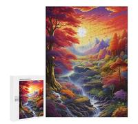 500 PCS Jigsaw Puzzle for Teenagers Rainbow Forest Waterfall Scenery Jigsaw Puzzles for Adults Analysis And Logic Every Piece Is Unique - Brainteaser Family Games 500 PCS