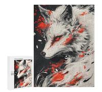 500 PCS Jigsaw Puzzle for Teenagers Red-Eyed Wolf Art Print -1 Jigsaw Puzzles for Adults Analysis And Logic Every Piece Is Unique - Brainteaser Family Games 500 PCS