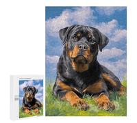 500 PCS Jigsaw Puzzle for Teenagers Rottweiler Dog Painting Art Print Jigsaws for Adults Puzzle Difficult Challenge Fun Activities at Home Great Gift for Gaming 500 PCS